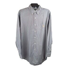 Lauren Ralph Lauren Chest Crest Black Plaid Print Gold Logo L/S Shirt Mens Exc